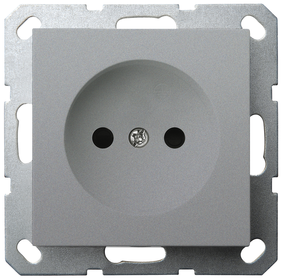 Розетка Jasmart без заземления цвет алюминий с защитными шторками (2P) 16A 250V G5503S