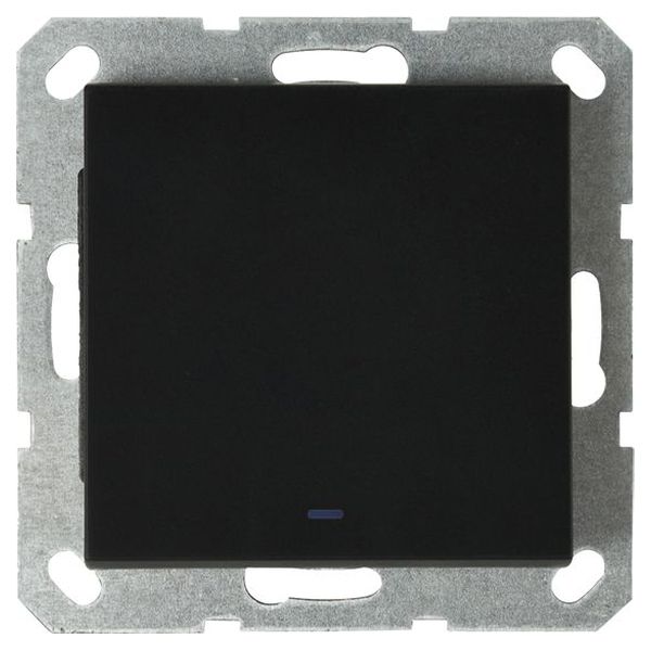 Выключатель одноклавишный Jasmart со светодиодом с накладкой 10A 250V черный матовый (soft touch) G3011NPB