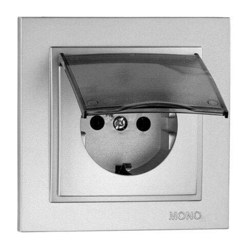 Розетка с заземлением с крышкой Mono Electric Despina 16А 250В серебро 102-212121-118