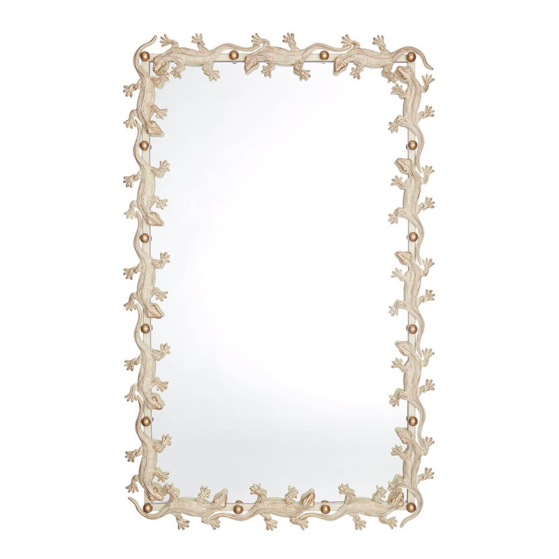Зеркало Runden Ящерицы белый/золото прямоугольное V20013