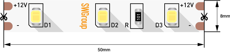 Светодиодная лента SWG SWG260-12-4.8-NW-M 007260