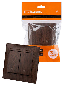 Выключатель двухклавишный на 2 направления Лама TDM Electric SQ1815-0407