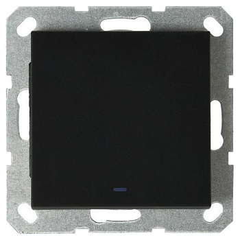 Выключатель одноклавишный Jasmart со светодиодом с накладкой 10A 250V черный матовый (soft touch) G3011NPB