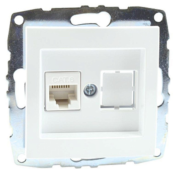 Розетка компьютерная Rj45 Cat6 Mono Electric Despina-Larissa белый 500-001905-125