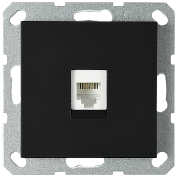 Интернет розетка Jasmart разъем RJ45 с накладкой черный матовый (soft touch) G6105PB