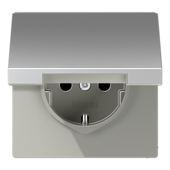 Розетка 2K+З с крышкой Jung AL1521KL