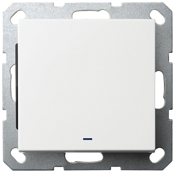 Выключатель одноклавишный проходной Jasmart со светодиодом с накладкой 10A 250V белый глянцевый G3012NW